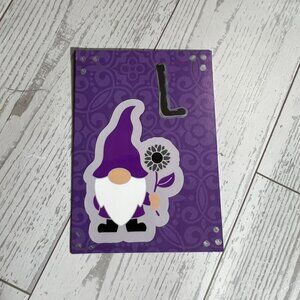 Original ACEO Art Card Gnome Purple Theme Letter "L" 2025